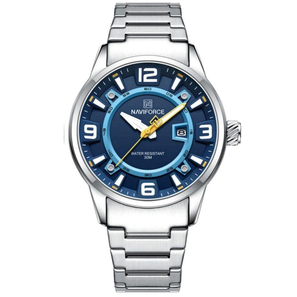 Relógio De Pulso Masculino De Quartzo Em Aço Inoxidável Impermeável Azul - 1