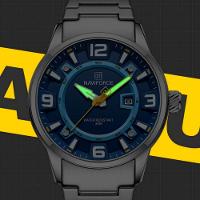 Relógio De Pulso Masculino De Quartzo Em Aço Inoxidável Impermeável Azul - 3