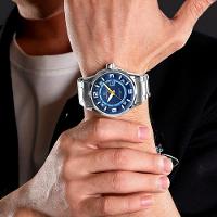 Relógio De Pulso Masculino De Quartzo Em Aço Inoxidável Impermeável Azul - 5