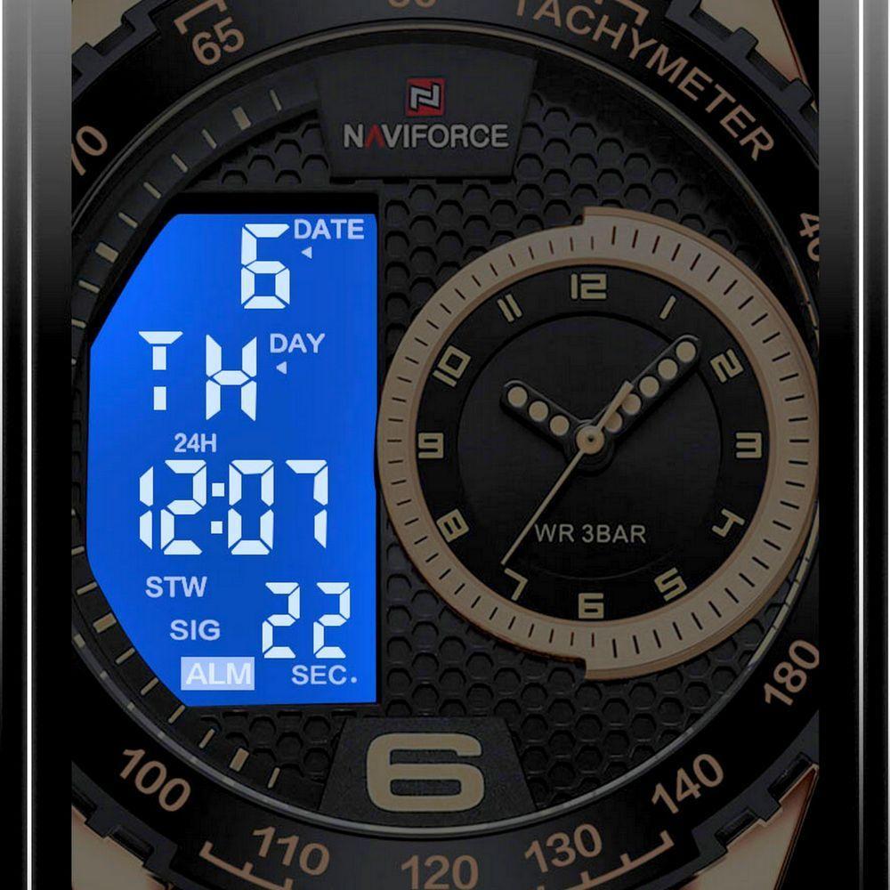 Relógio De Quartzo Masculino Design Esportivo Display Lcd Luminoso Impermeável Marrom - 6