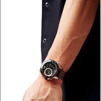 Relógio De Quartzo Masculino Design Esportivo Display Lcd Luminoso Impermeável Marrom - 3