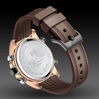 Relógio De Quartzo Masculino Design Esportivo Display Lcd Luminoso Impermeável Marrom