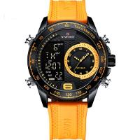 Relógio De Quartzo Masculino Design Esportivo Display Lcd Luminoso Impermeável Amarelo - 1