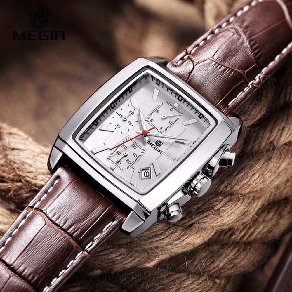 Relógio De Quartzo Cronógrafo Casual Estiloso Megir Masculino Marrom - 4