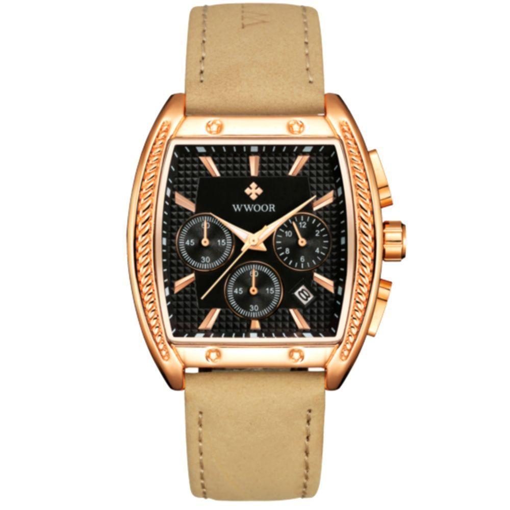 Relógio Masculino Quartzo Esportivo Casual Toneau 3atm à Prova D'água Preto - 1