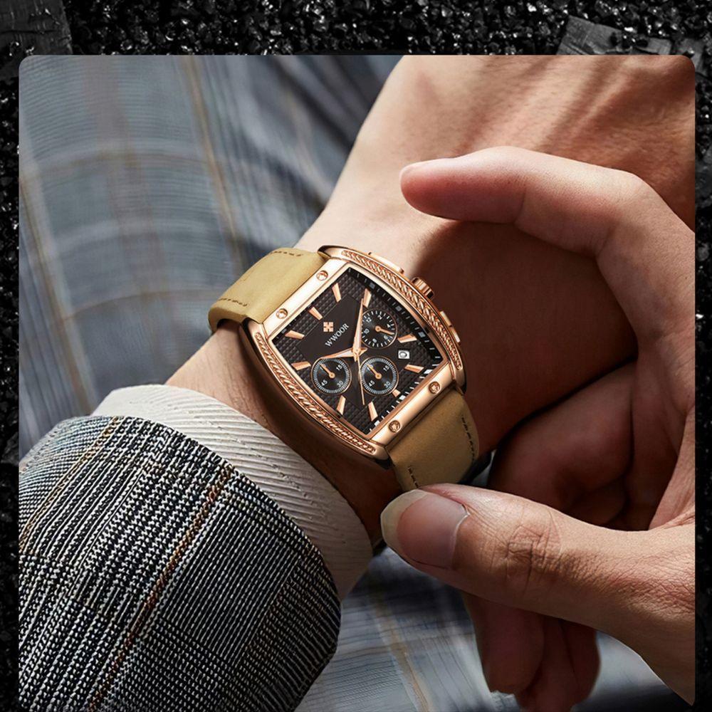 Relógio Masculino Quartzo Esportivo Casual Toneau 3atm à Prova D'água Preto - 2