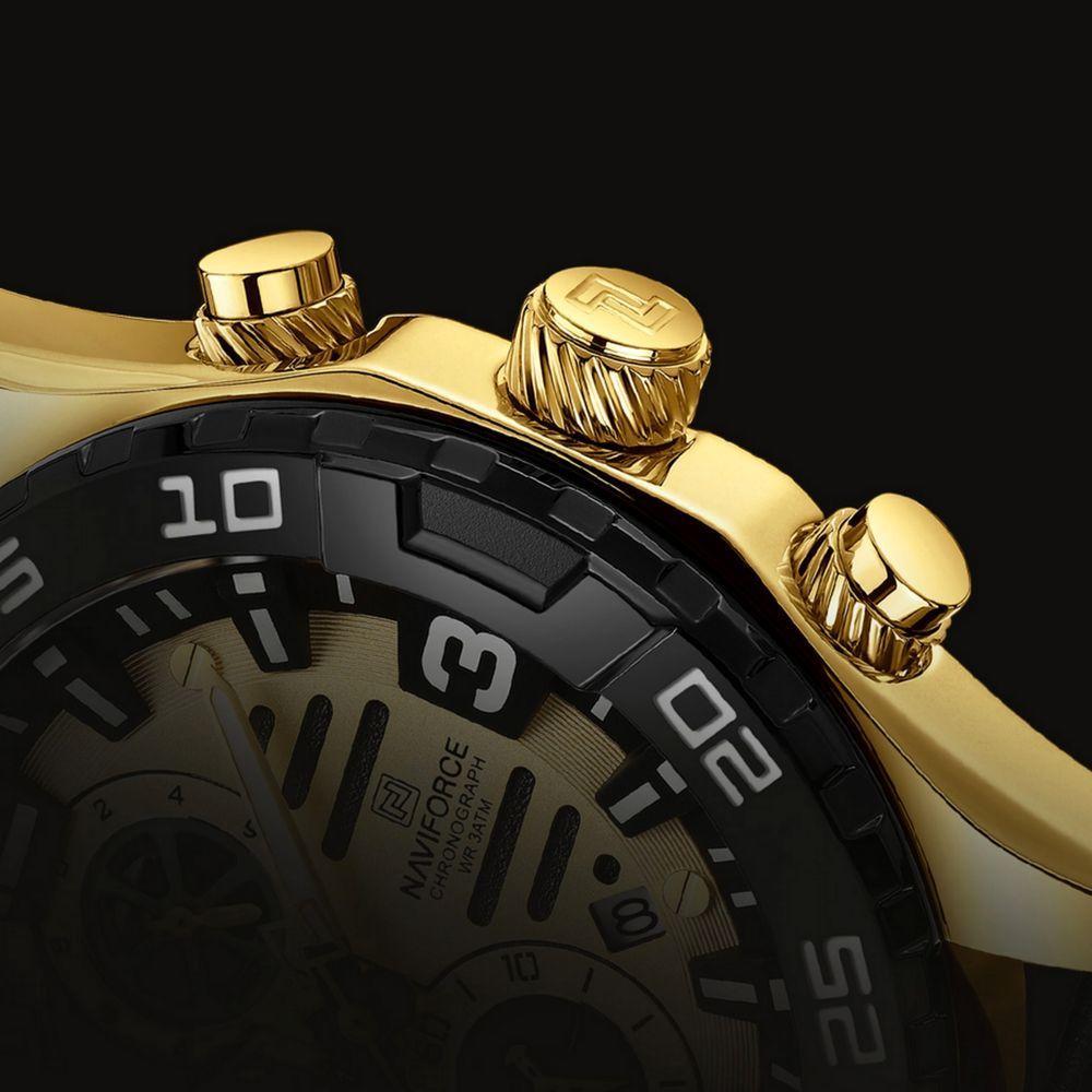 Relógio Masculino Esportivo Quartzo Casual A Prova D´agua Dourado - 3
