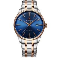 Relógio De Quartzo Masculino Pulseira De Aço Inoxidável Resistente à água Azul - 1