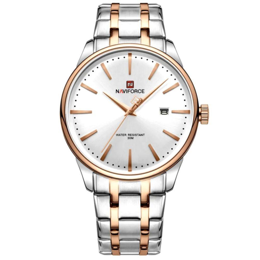 Relógio De Quartzo Masculino Pulseira De Aço Inoxidável Resistente à água Rose - 1