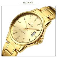 Relógio Masculino Quartzo Dourado Em Aço Inoxidável á Prova D´agua Dourado - 6