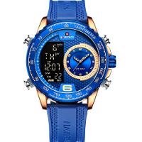 Relógio De Quartzo Masculino Design Esportivo Display Lcd Luminoso Impermeável Azul - 1