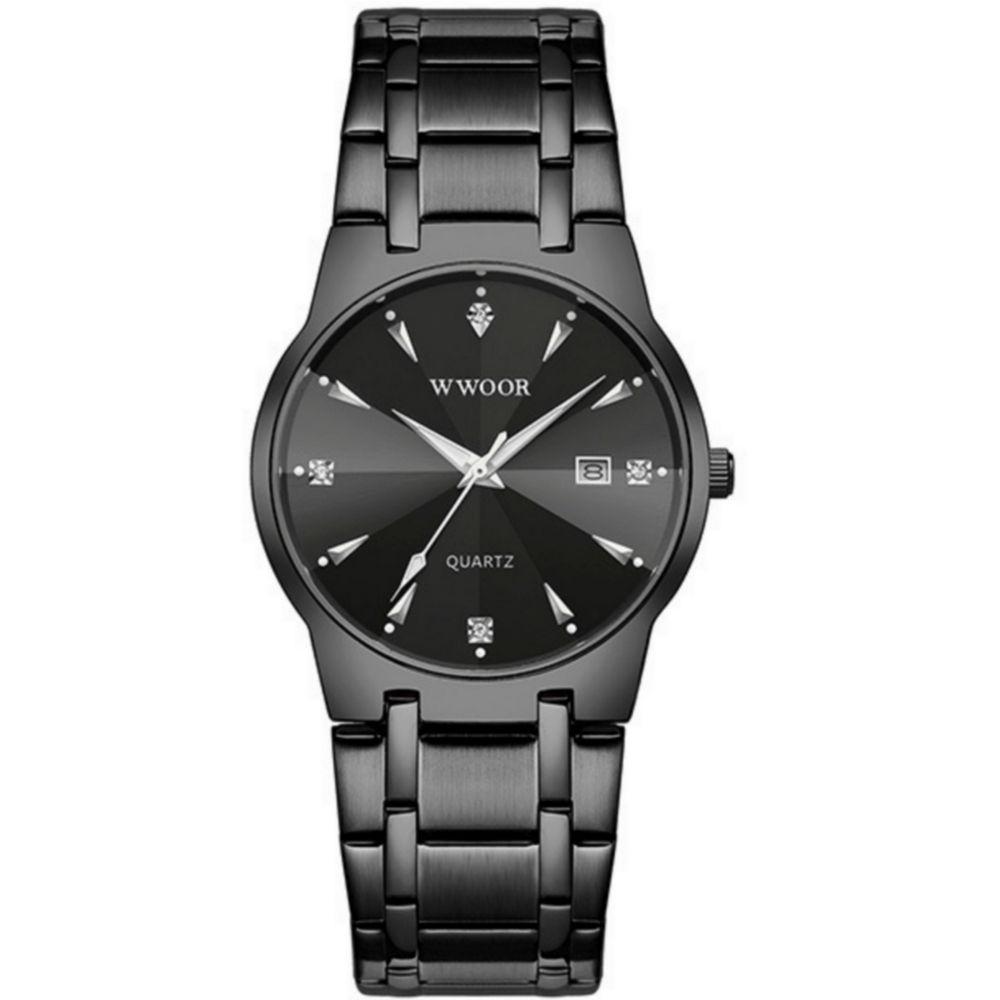 Relógio De Pulso Masculino De Quartzo Com Data Automatica á Prova D'água Preto - 1