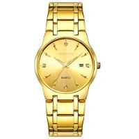 Relógio De Pulso Masculino De Quartzo Com Data Automatica á Prova D'água Dourado - 1