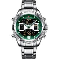 Relógio Masculino Analógico Em Aço Inoxidável Display Led Digital A Prova Dágua Verde - 1