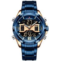 Relógio Masculino Analógico Em Aço Inoxidável Display Led Digital A Prova Dágua Azul - 1