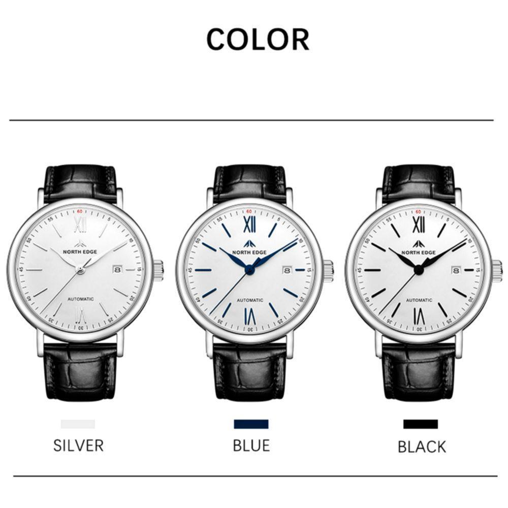 Relógio De Pulso Automático Mecânico Nort Amoy Edge Pulseira De Couro Impermeável Branco - 4