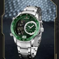 Relógio De Masculino Em Aço Inoxidavel Luminoso Display Lcd Design Esportivo Verde