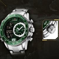 Relógio De Masculino Em Aço Inoxidavel Luminoso Display Lcd Design Esportivo Verde - 6