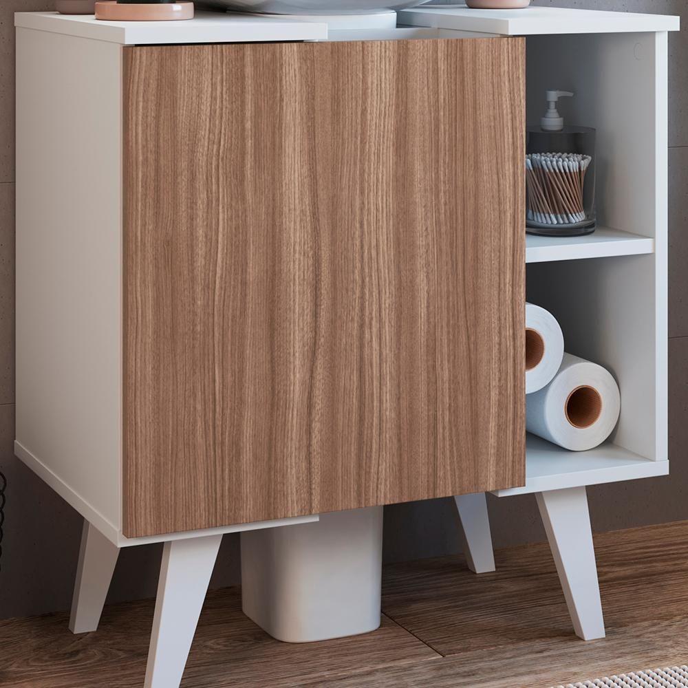 Gabinete E Armario Com Espelho Para Banheiro B95 Branco Montana Novam Branco Montana - 7