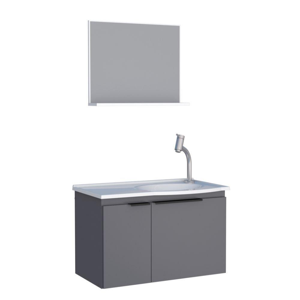 Kit De Banheiro Com Espelho Baku Cinza - 1