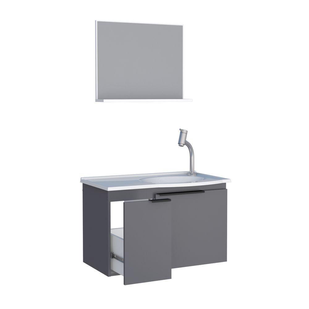 Kit De Banheiro Com Espelho Baku Cinza - 3