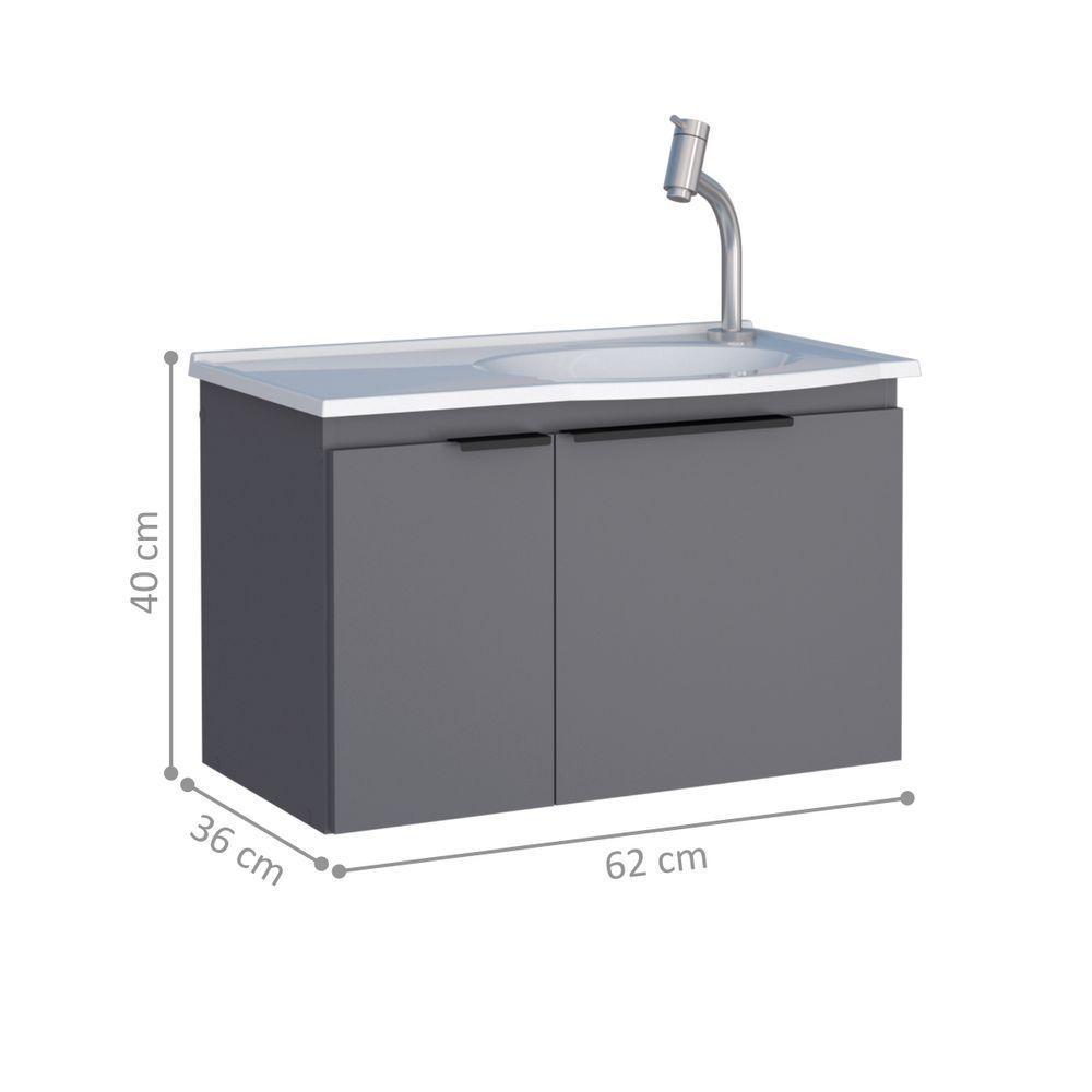 Kit De Banheiro Com Espelho Baku Cinza - 5