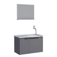 Kit De Banheiro Com Espelho Baku Cinza - 1