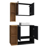 Gabinete De Banheiro Com Cuba E Espelheira Lizzi B02 Preto Fosco-naturalle - 2