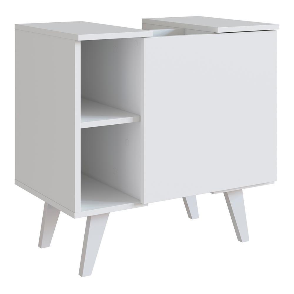 Gabinete Para Banheiro 01 Porta E 4 Nichos B86 Branco Novam Branco - 1