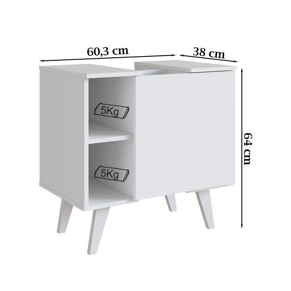 Gabinete Para Banheiro 01 Porta E 4 Nichos B86 Branco Novam Branco - 3