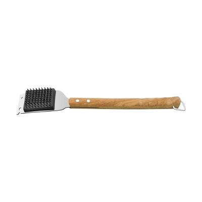 Escova Para Grelhas Tramontina Churrasco Com Lamina Em Aço Inox E Cabo De Madeira 44,3 Cm