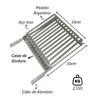 Grelha Parrilha Argentina Aço Inox Com Caixa Gordura 50x50cm - 2