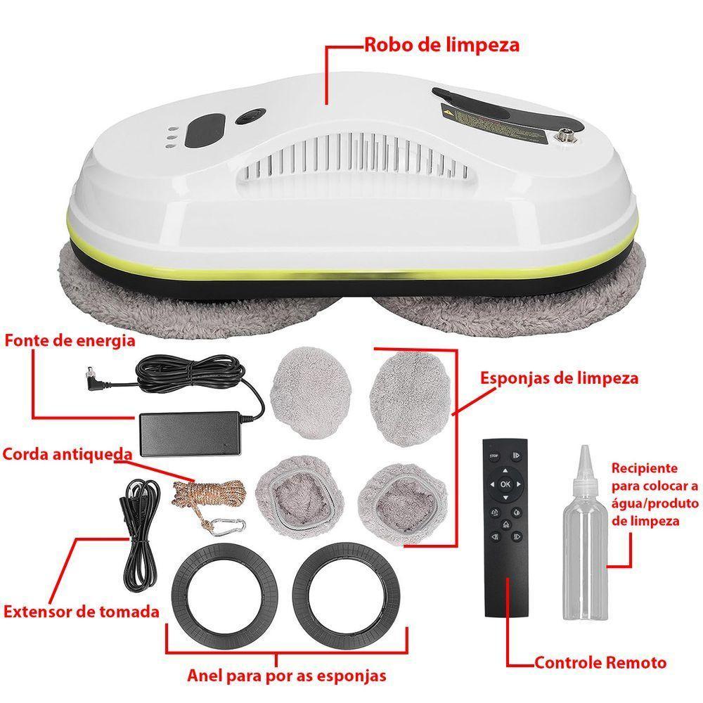 Robo Limpador Controle Reservatorio Limpador Inteligente Vidro Janela Box Espelho Vidraça Vitrine - 5