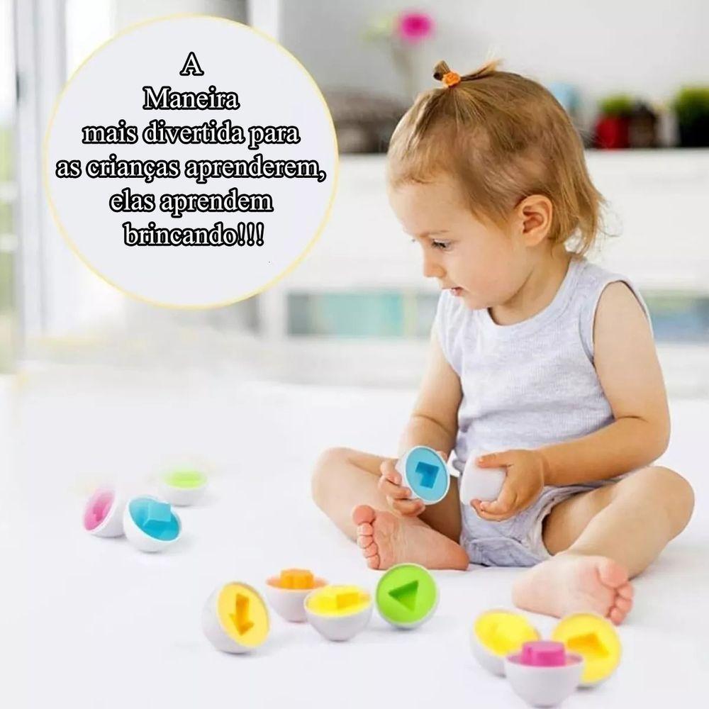 Brinquedo Educativo Ovos De Encaixar Geométricos Com Caixa - 2