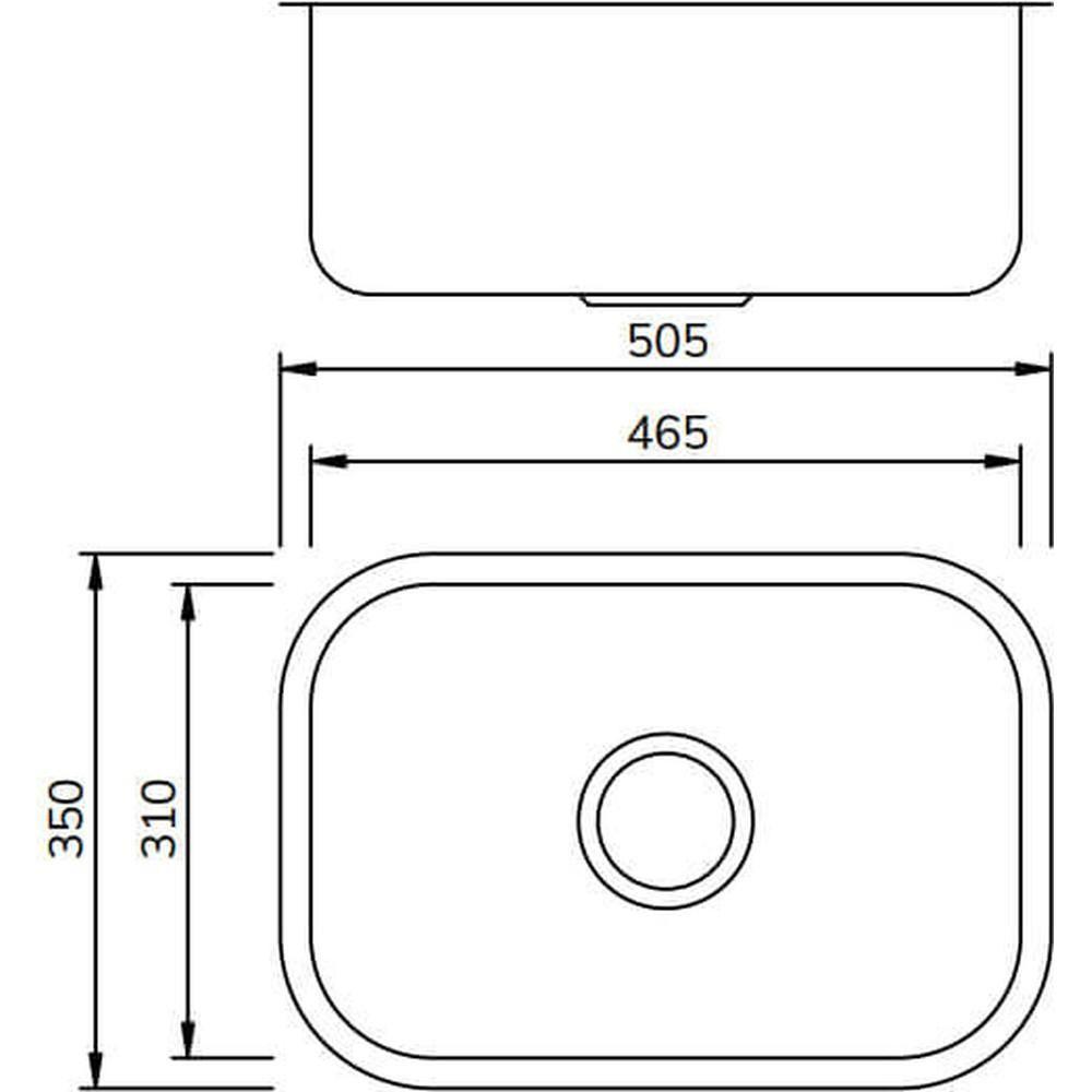 Cuba De Inox Simples Extra Polida Lisa 465x310x170mm Cs-1 0.6mm Abertura 3 1-2 Mekal - 2