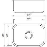 Cuba De Inox Simples Extra Polida Lisa 465x310x170mm Cs-1 0.6mm Abertura 3 1-2 Mekal - 2