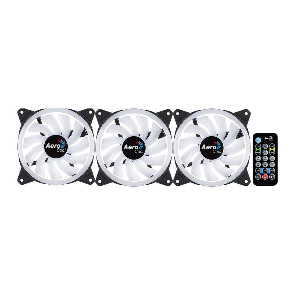 Kit Cooler 3 Unidades Duo 12 Pro Aerocool Argb Com Hub E Controle Preto - 2