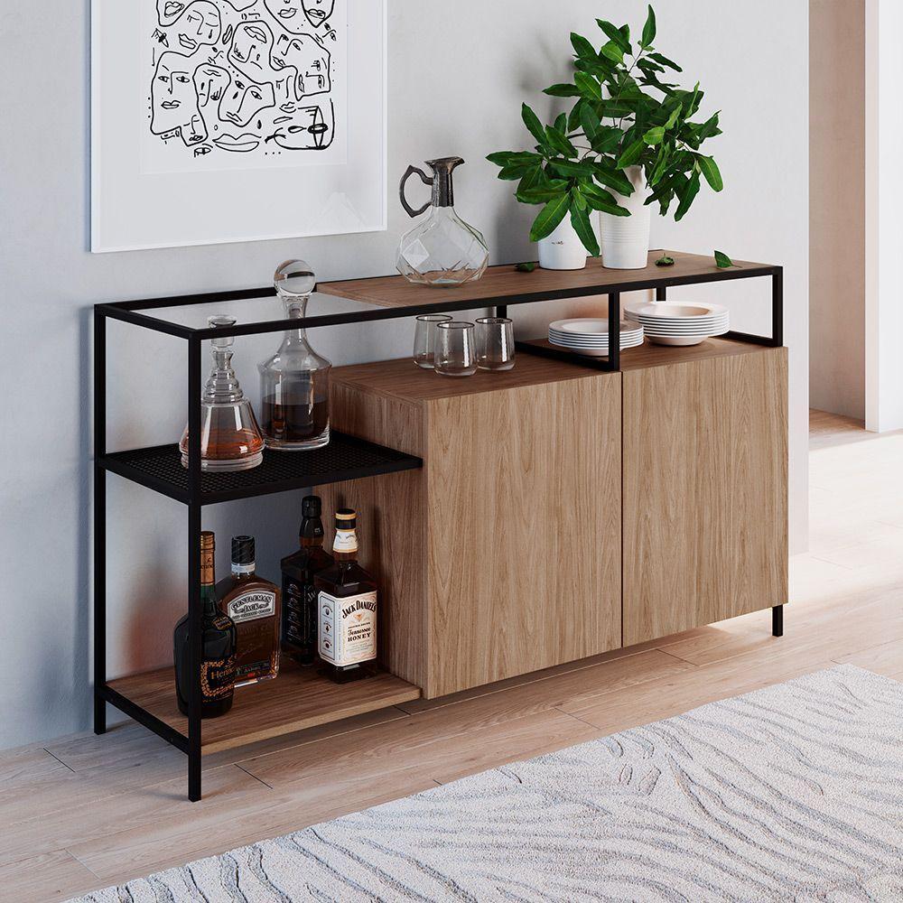 Buffet Bar Dinâmico New Hanover E Preto 135 Cm - D'rossi - 8