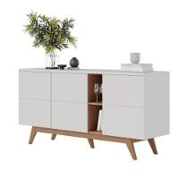 Buffet 3 Portas Detalhadas Noronha Off White Matte Freijó Colibri