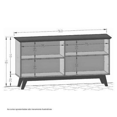 Aparador 04 Portas Opala Cinamomo e Off White Bechara