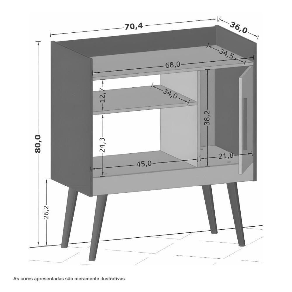 Aparador Com Nichos Café Ii Branco Bechara - 2