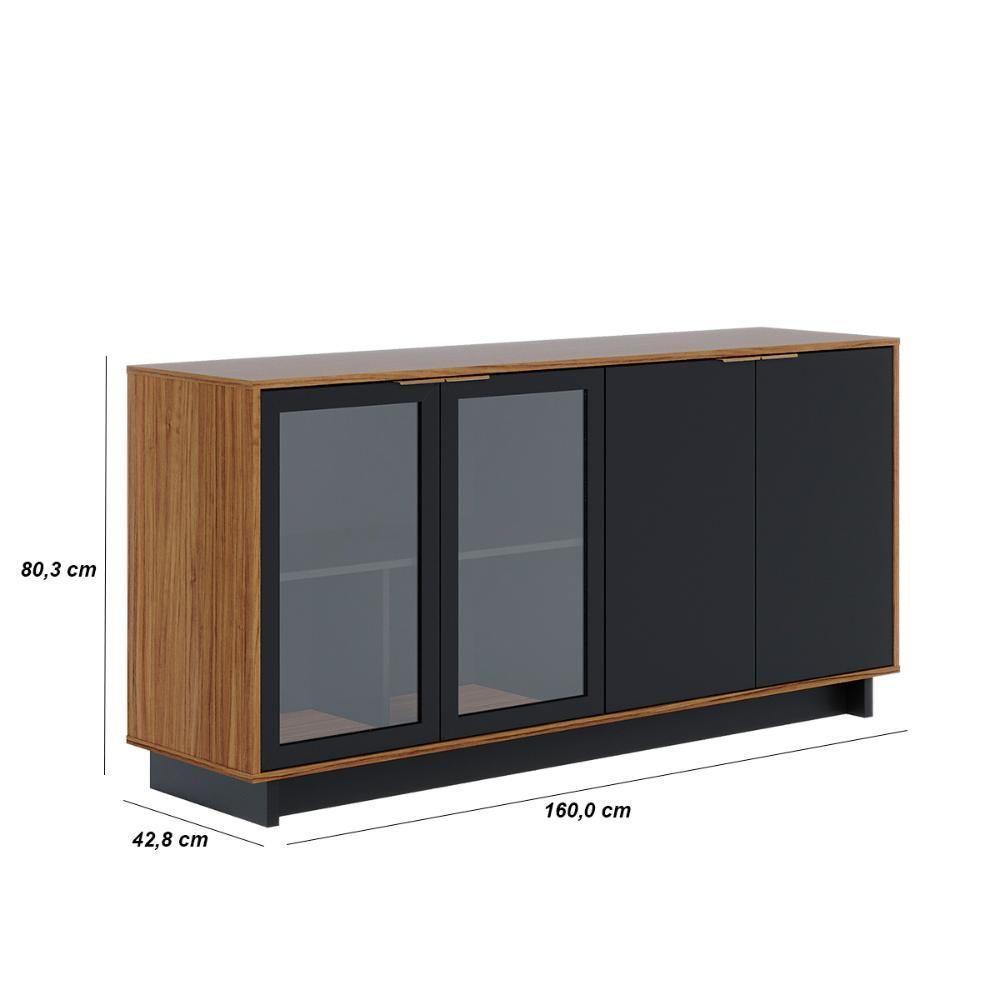 Buffet 4 Portas Vitória Noce Milano Preto Fosco Noce Milano Preto Fosco - 5