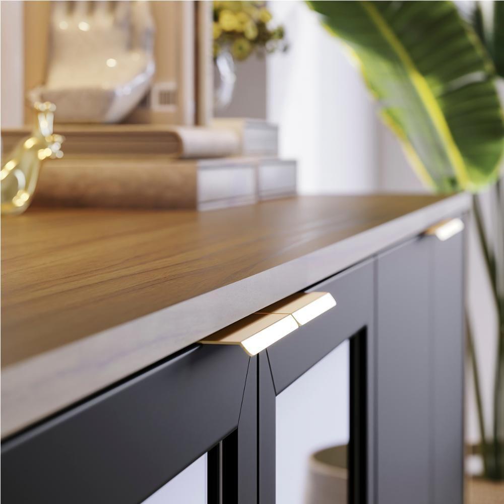 Buffet 4 Portas Vitória Noce Milano Preto Fosco Noce Milano Preto Fosco - 6