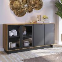 Buffet 4 Portas Vitória Noce Milano Preto Fosco Noce Milano Preto Fosco - 1