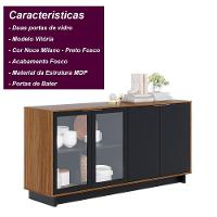 Buffet 4 Portas Vitória Noce Milano Preto Fosco Noce Milano Preto Fosco - 2