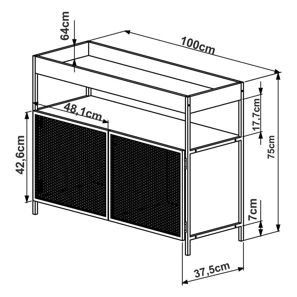 Buffet Bar New Vermont E Preto 100 Cm - D'rossi - 2