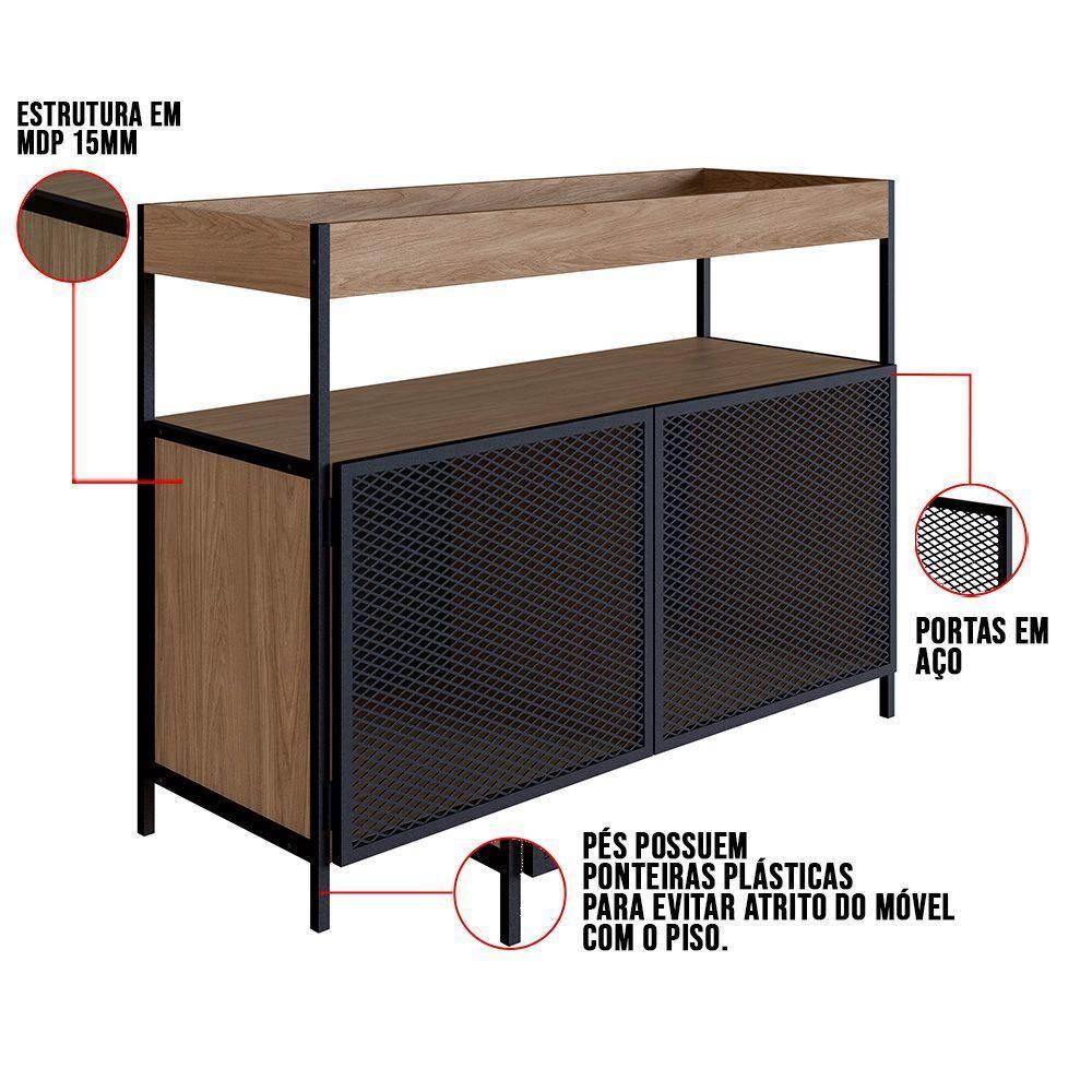 Buffet Bar New Vermont E Preto 100 Cm - D'rossi - 3