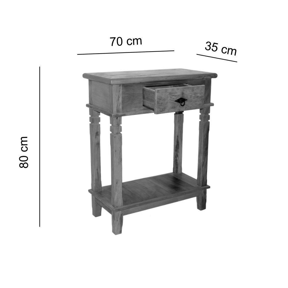 Aparador 70 Cm Madeira Maciça Com Pátina 1 Gaveta E Prateleira - 2