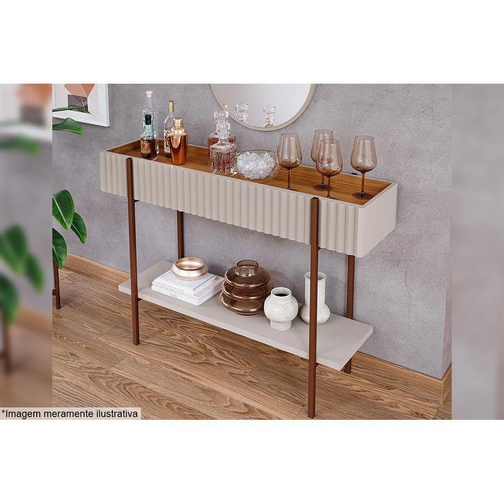 Aparador De Sala Jantar Aparador Cimol Lira 1 Prateleira Cinamomo/off White - Cimol - 4