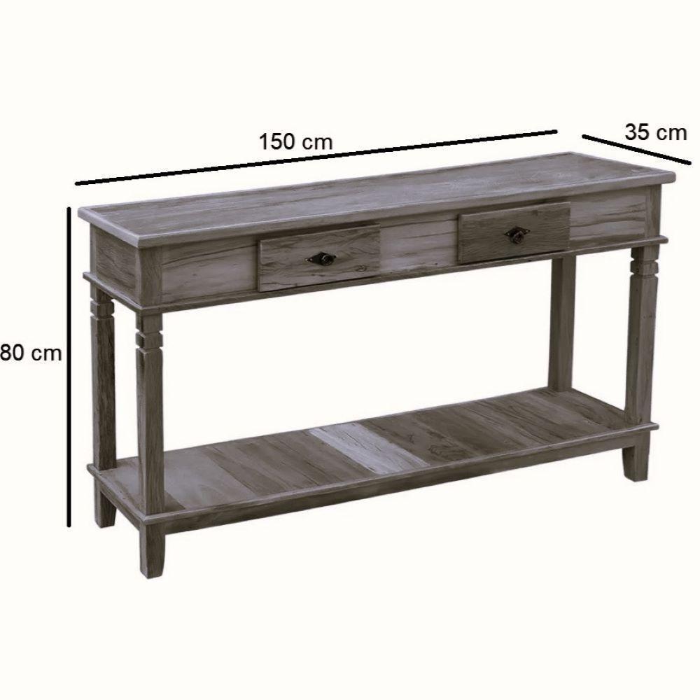 Aparador 1,5 M Madeira Peroba Rosa Pátina 2 Gavetas E Prateleira - 2